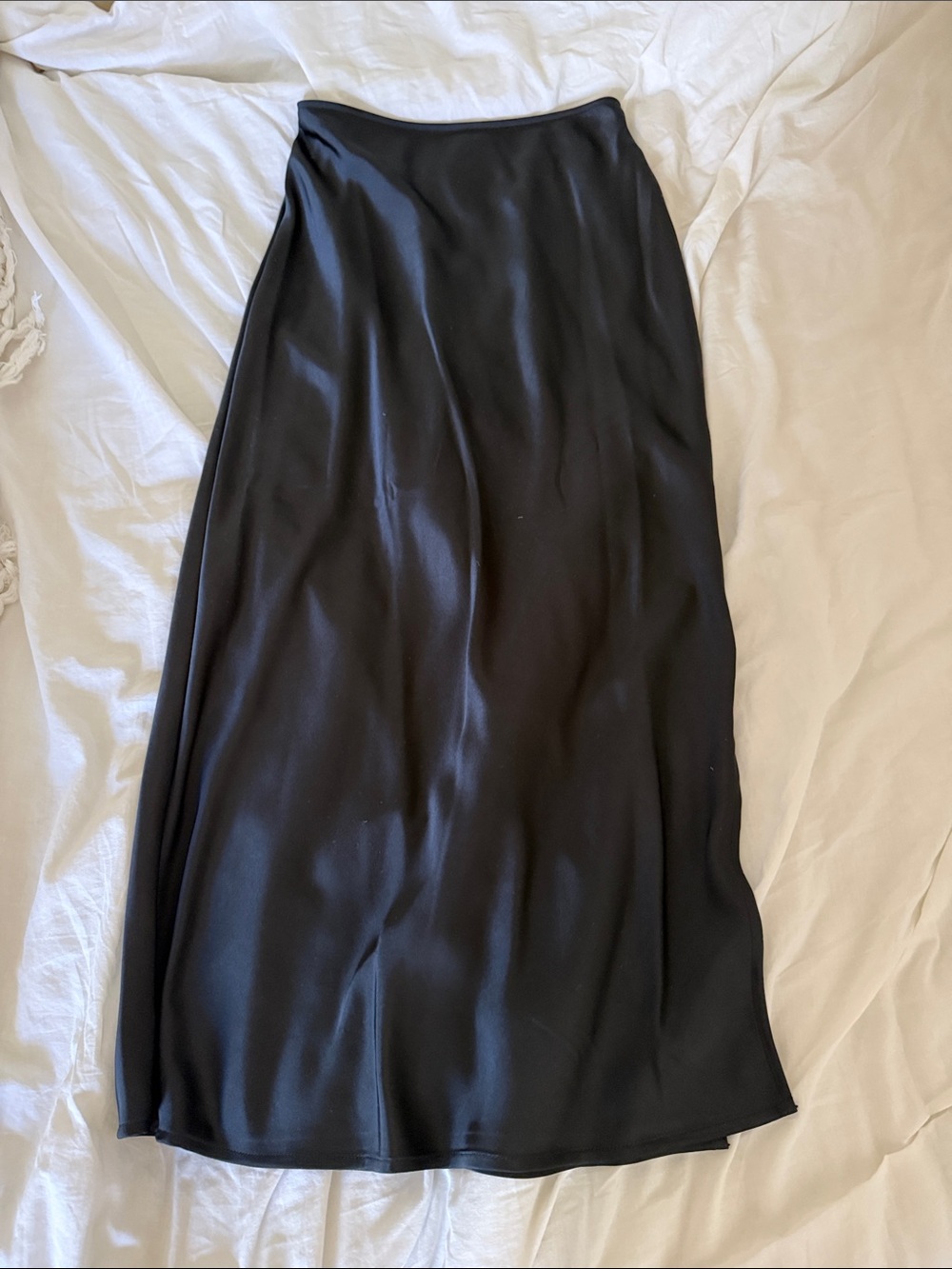 Old Navy Black Satin Midi Skirt